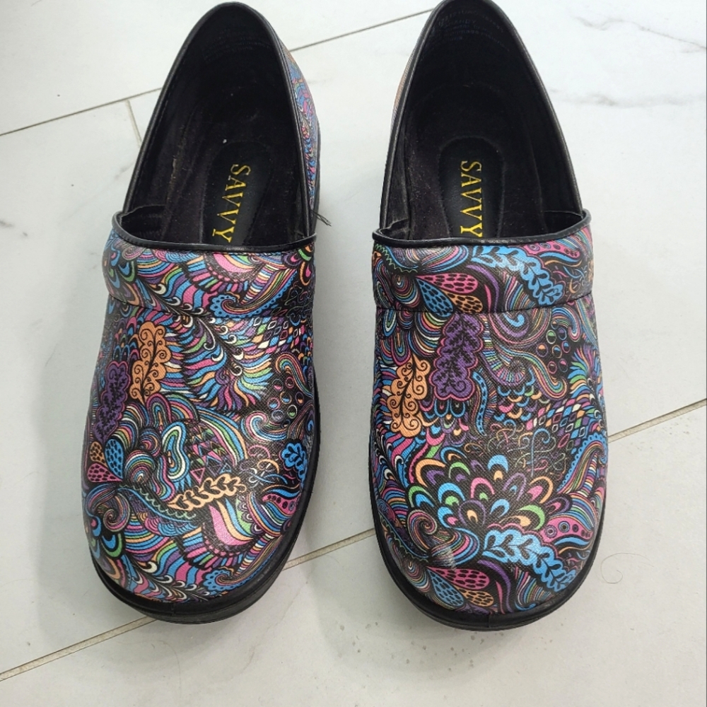 Savvy clogs, multi color, Size 8